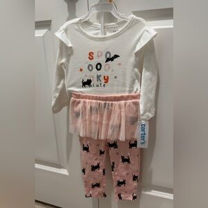 Carter's White and Pink ‘Spooky Cute’ onesie and pants w/ tutu